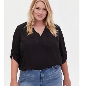 Torrid black Harper- Georgette pullover blouse